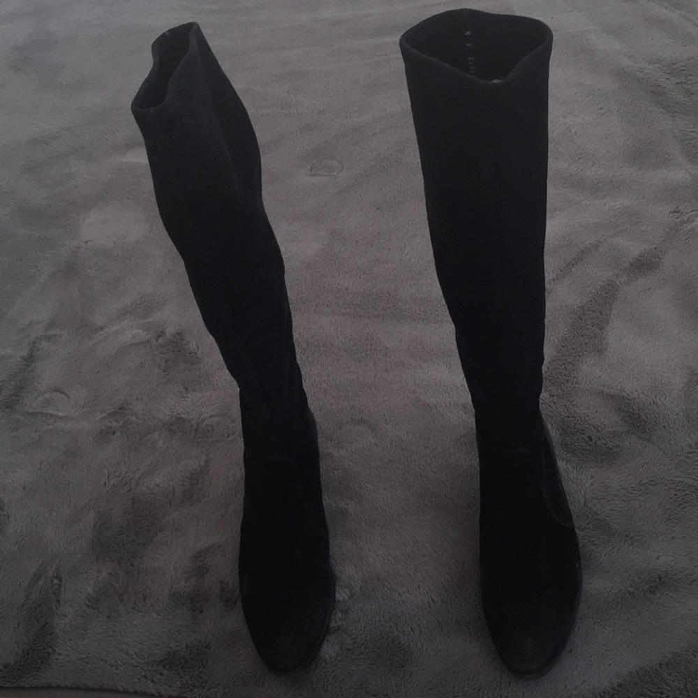 Stuart Weitzman knee high boot black stretch suede
